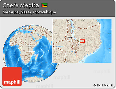 Shaded Relief Location Map of Chefe Mepita