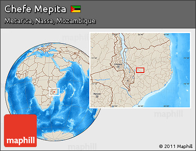 Shaded Relief Location Map of Chefe Mepita