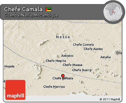 Shaded Relief Panoramic Map of Chefe Camala