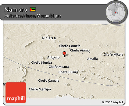 Shaded Relief Panoramic Map of Namoro