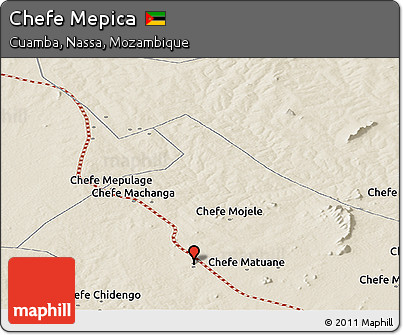Shaded Relief Panoramic Map of Chefe Mepica