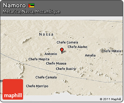 Shaded Relief Panoramic Map of Namoro