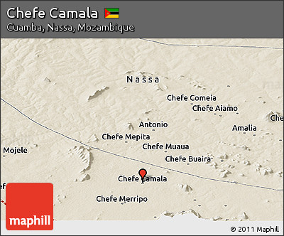 Shaded Relief Panoramic Map of Chefe Camala