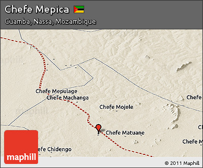 Shaded Relief Panoramic Map of Chefe Mepica