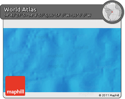Physical 3D Map of the Area around 14° 26' 6" S, 36° 28' 30" W