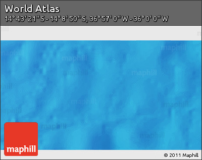 Physical 3D Map of the Area around 14° 26' 6" S, 36° 28' 30" W
