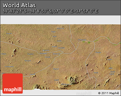 Satellite 3D Map of the Area around 14° 26' 6" S, 37° 28' 30" E