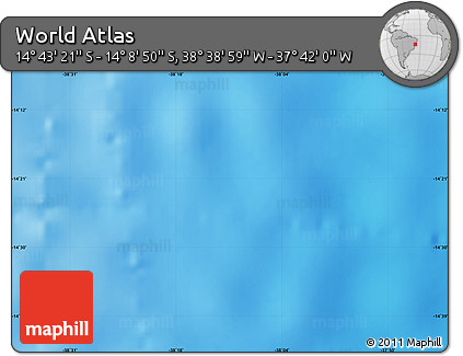 Physical Map of the Area around 14° 26' 6" S, 38° 10' 29" W