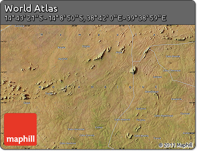 Satellite Map of the Area around 14° 26' 6" S, 39° 10' 29" E