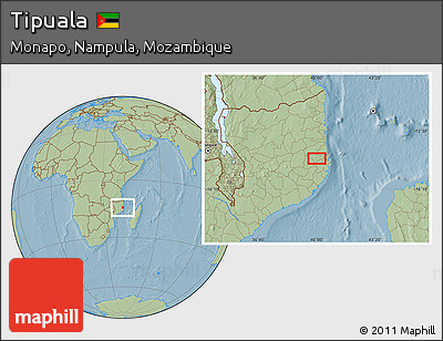 Savanna Style Location Map of Tipuala, hill shading