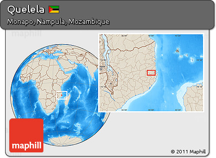 Shaded Relief Location Map of Quelela