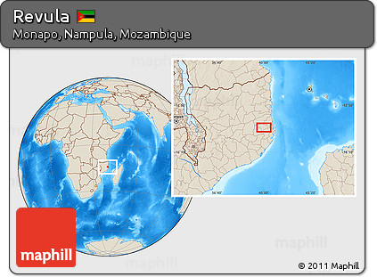 Shaded Relief Location Map of Revula