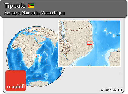 Shaded Relief Location Map of Tipuala