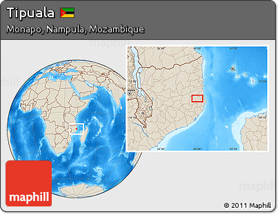 Shaded Relief Location Map of Tipuala