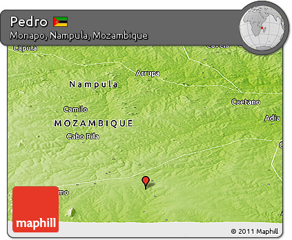 Physical Panoramic Map of Pedro