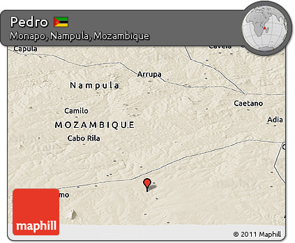 Shaded Relief Panoramic Map of Pedro