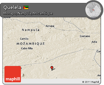 Shaded Relief Panoramic Map of Quelela