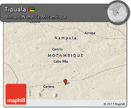 Shaded Relief Panoramic Map of Tipuala