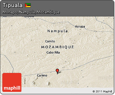 Shaded Relief Panoramic Map of Tipuala