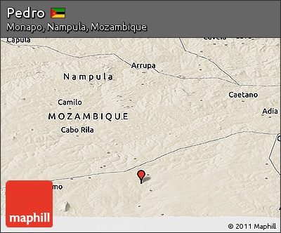 Shaded Relief Panoramic Map of Pedro