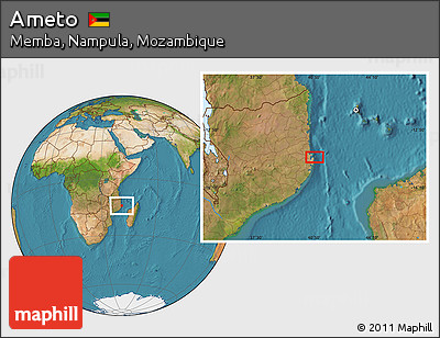 Satellite Location Map of Ameto