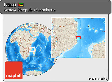 Shaded Relief Location Map of Naco