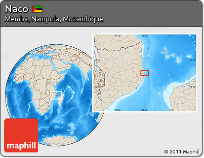 Shaded Relief Location Map of Naco