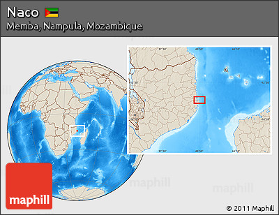 Shaded Relief Location Map of Naco