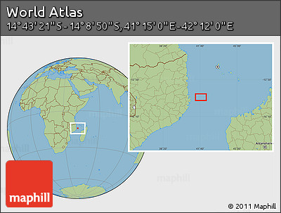 Savanna Style Location Map of the Area around 14° 26' 6" S, 41° 43' 30" E