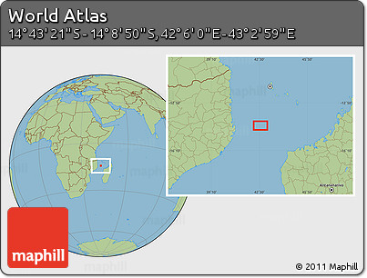 Savanna Style Location Map of the Area around 14° 26' 6" S, 42° 34' 30" E