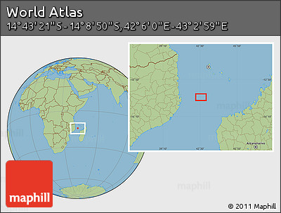 Savanna Style Location Map of the Area around 14° 26' 6" S, 42° 34' 30" E