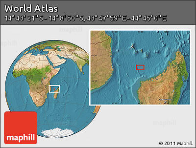 Satellite Location Map of the Area around 14° 26' 6" S, 44° 16' 29" E