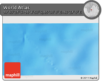 Shaded Relief 3D Map of the Area around 14° 26' 6" S, 45° 58' 30" E