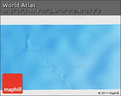 Shaded Relief 3D Map of the Area around 14° 26' 6" S, 45° 58' 30" E