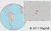 Gray Location Map of the area around 14° 26' 6" S, 47° 31' 29" W