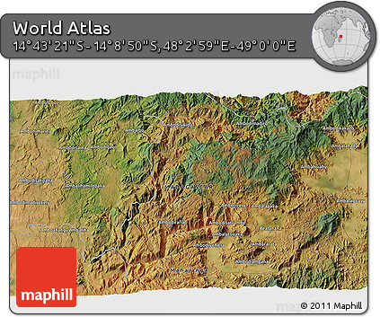Satellite 3D Map of the Area around 14° 26' 6" S, 48° 31' 29" E