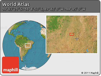 Satellite Location Map of the Area around 14° 26' 6" S, 49° 13' 30" W