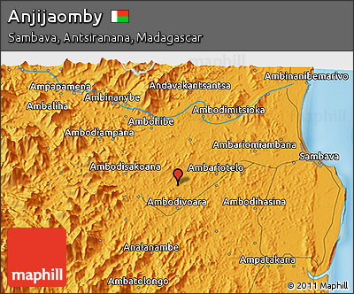 Political 3D Map of Anjijaomby