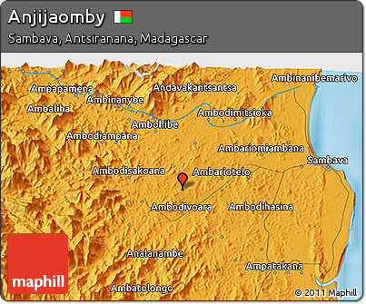 Political 3D Map of Anjijaomby