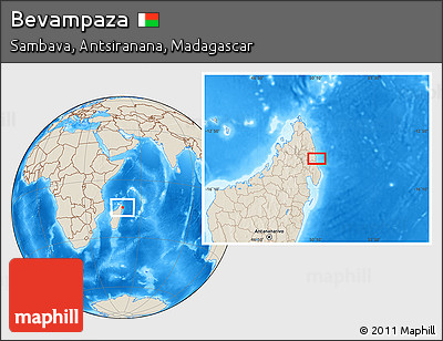 Shaded Relief Location Map of Bevampaza