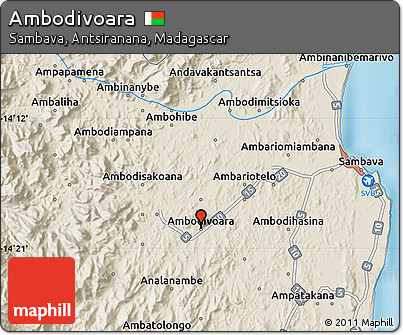 Shaded Relief Map of Ambodivoara