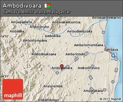 Shaded Relief Map of Ambodivoara