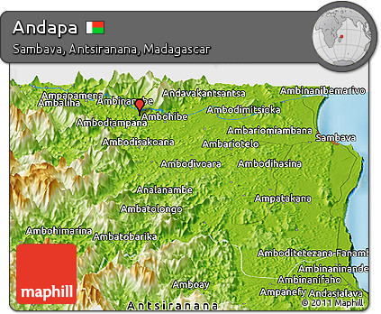 Physical Panoramic Map of Andapa