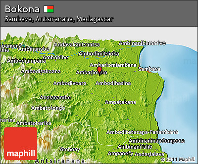 Physical Panoramic Map of Bokona