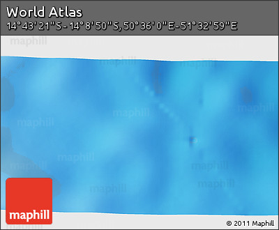 Physical 3D Map of the Area around 14° 26' 6" S, 51° 4' 30" E