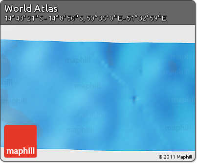 Physical 3D Map of the Area around 14° 26' 6" S, 51° 4' 30" E