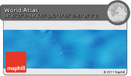 Physical Panoramic Map of the Area around 14° 26' 6" S, 52° 46' 29" E