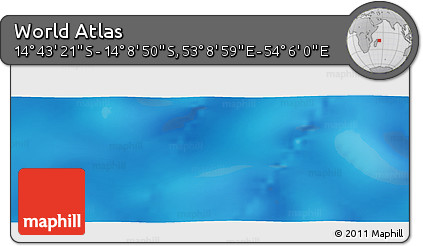 Physical Panoramic Map of the Area around 14° 26' 6" S, 53° 37' 30" E
