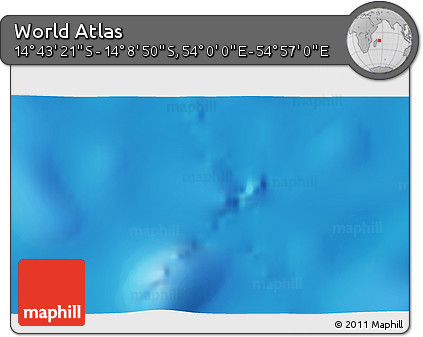 Physical 3D Map of the Area around 14° 26' 6" S, 54° 28' 30" E
