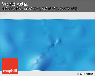 Physical 3D Map of the Area around 14° 26' 6" S, 54° 28' 30" E